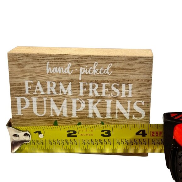 Fall Pumpkin Wood Block Sign Rustic Autumn Decor 4x3 Inch Holiday Mini - Picture 4 of 6